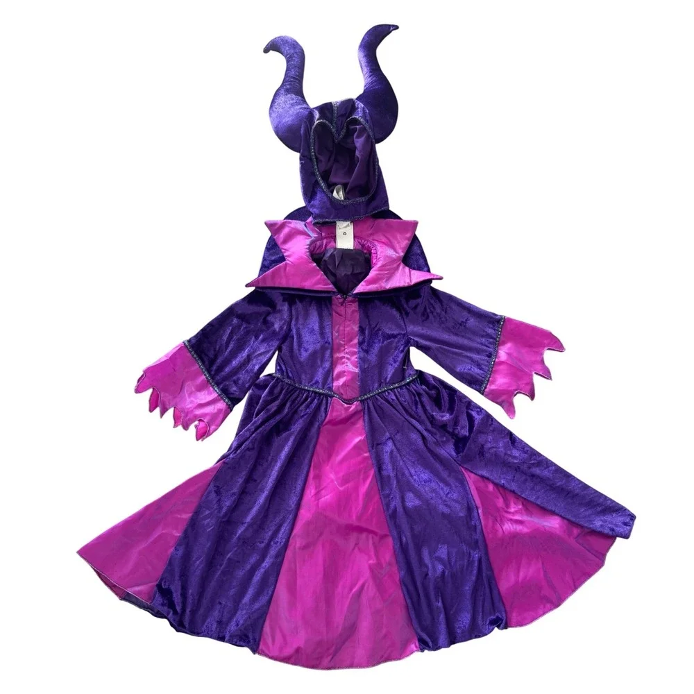 Maleficent Costume‎ Dress & Headpiece Girls Kids Halloween Cosplay - Picture 6 of 12